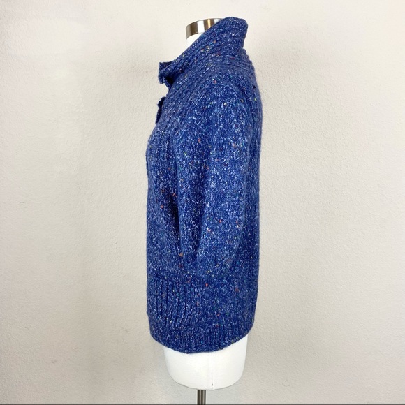 Express Blue Speckled Knit Button Down Sweater - Picture 4 of 11